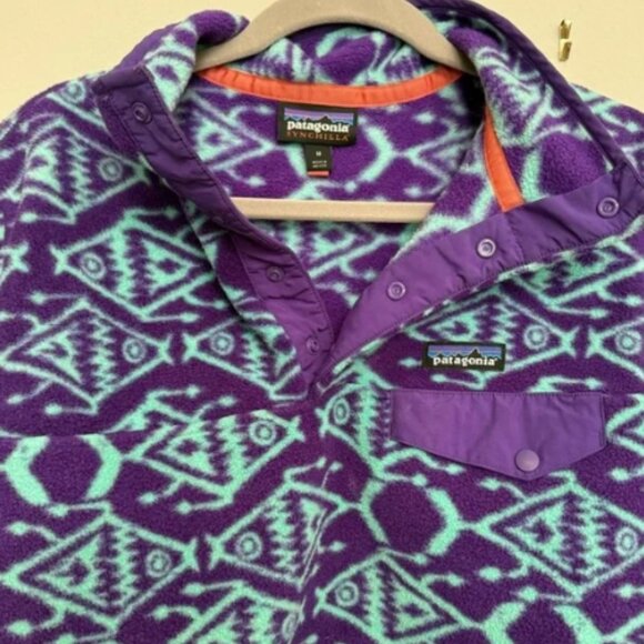 Patagonia Snap T Synchilla Womens Ikat Big Fish medium Purple - Picture 4 of 7